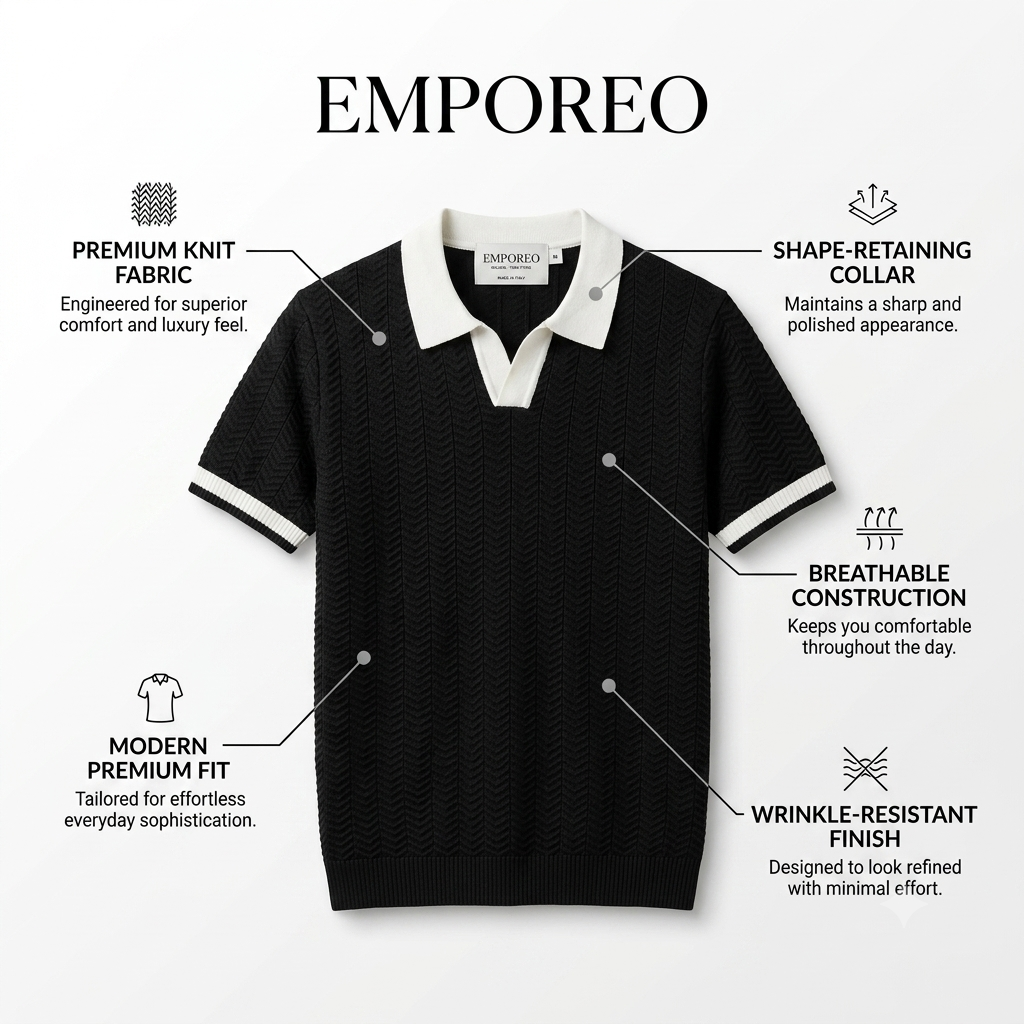 Black Aura Knit Polo by Emporeo