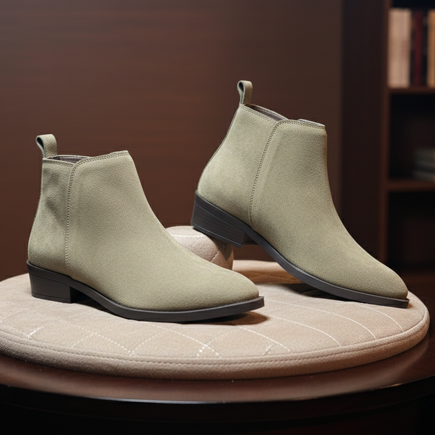 Premium 100% Genuine Suede Chelsea Boots (Sage Green)