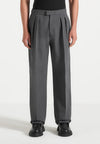 Elephant Grey Relaxed Fit Two Pleated Tailored Trouser By Emporeo