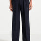 Navy Blue  Relaxed Fit Two Pleated Tailored Trouser By Emporeo
