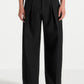 Noir Black Box Pleat Wide Leg Trousers By Emporeo
