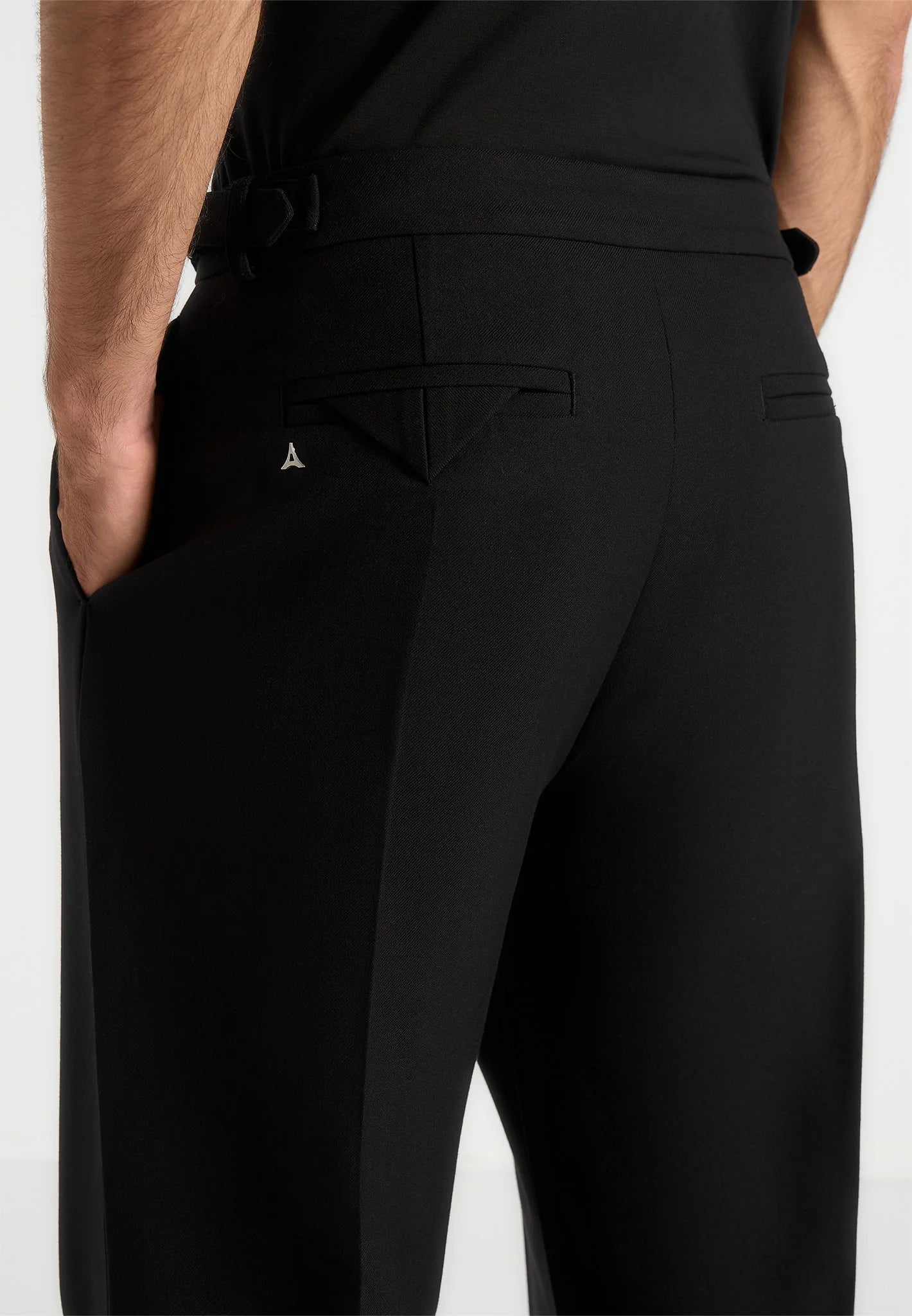 Midnight Black Relaxed Fit Two Pleated Tailored Trouser By Emporeo