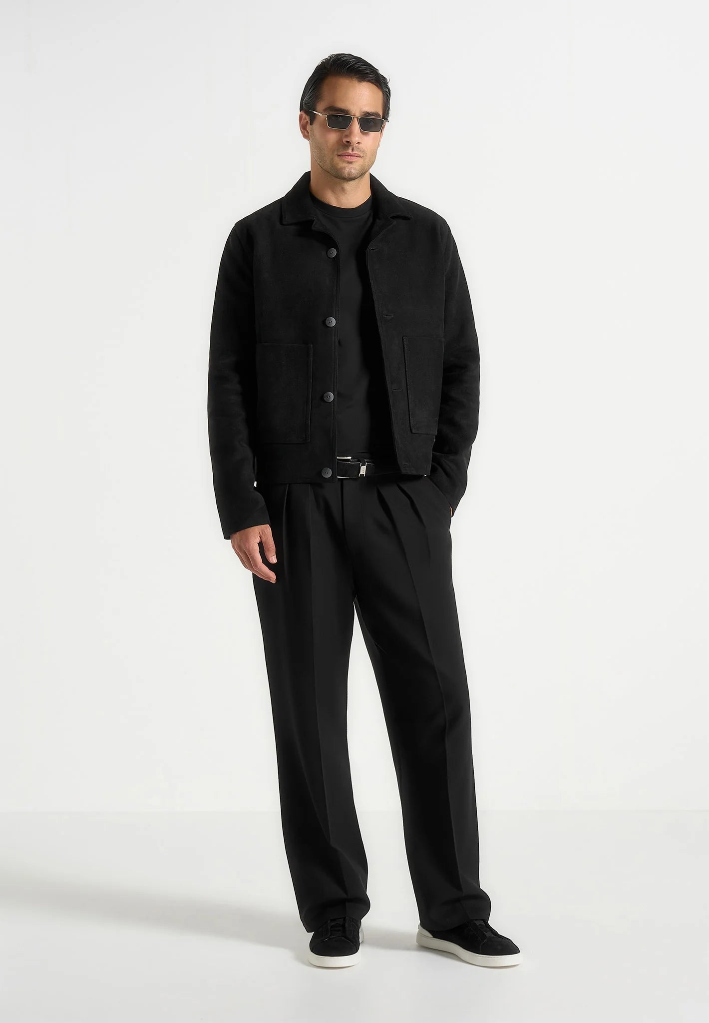 Midnight Black Relaxed Fit Two Pleated Tailored Trouser By Emporeo