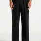 Midnight Black Relaxed Fit Two Pleated Tailored Trouser By Emporeo