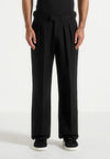 Midnight Black Relaxed Fit Two Pleated Tailored Trouser By Emporeo