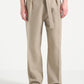 Beige Relaxed Fit Belted Tailored Trousers By Emporeo