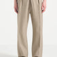 Beige Relaxed Fit Belted Tailored Trousers By Emporeo