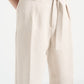 Cream Relaxed Fit Belted Tailored Trousers By Emporeo
