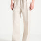 Cream Relaxed Fit Belted Tailored Trousers By Emporeo