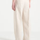 Cream Relaxed Fit Belted Tailored Trousers By Emporeo