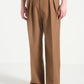 Light Brown Relaxed Fit Two Pleated Tailored Trouser By Emporeo