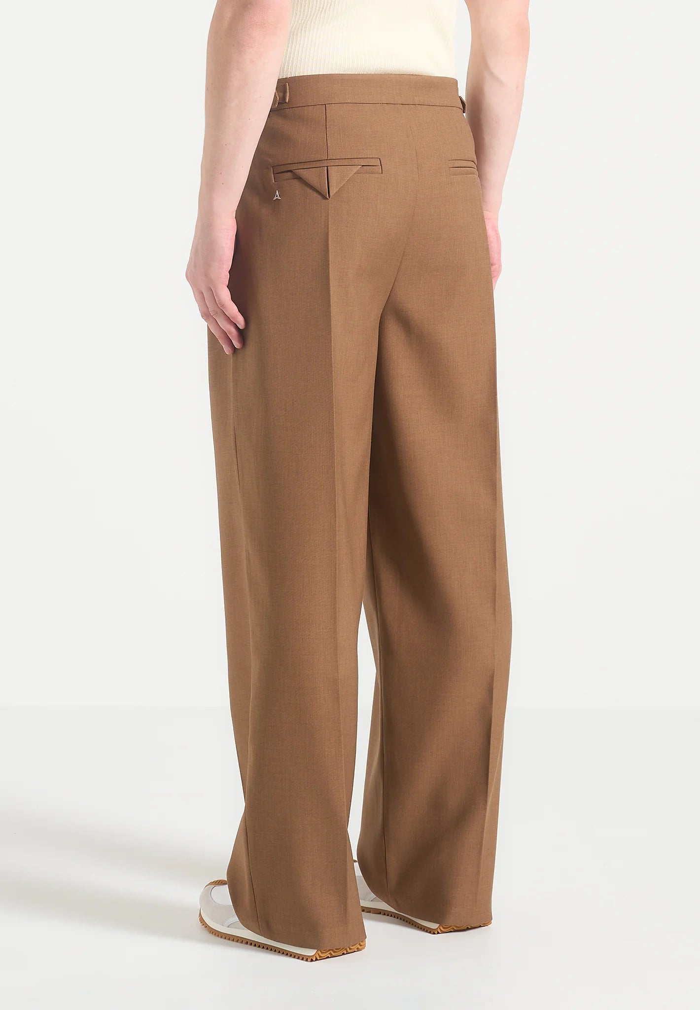 Light Brown Relaxed Fit Two Pleated Tailored Trouser By Emporeo