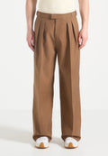 Light Brown Relaxed Fit Two Pleated Tailored Trouser By Emporeo