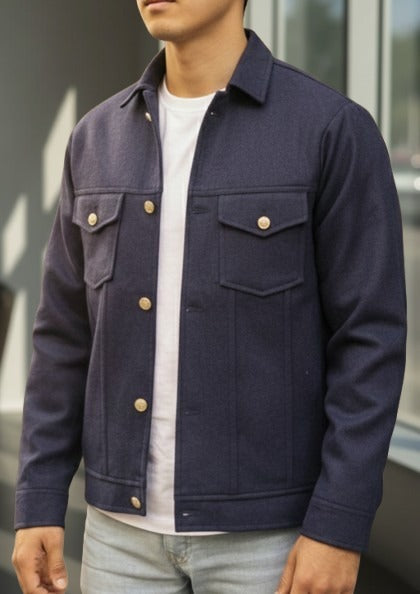 Navy Blue Urban Tweed Jacket by Emporeo