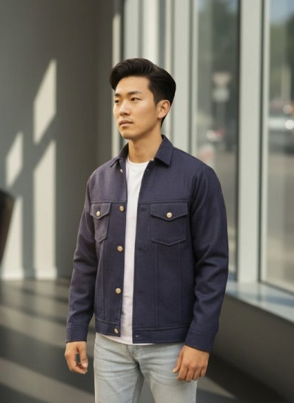 Navy Blue Urban Tweed Jacket by Emporeo