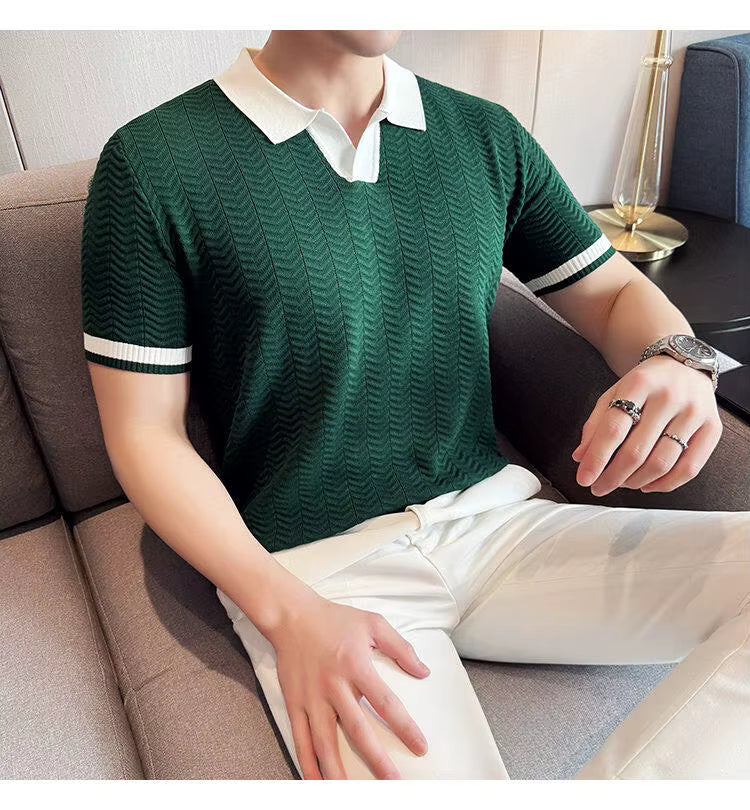 Bottle Green Aura Knit Polo by Emporeo