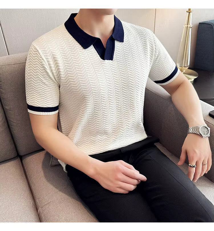 Frost White Aura Knit Polo by Emporeo