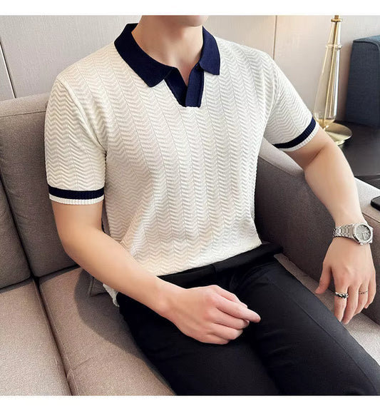 Frost White Aura Knit Polo by Emporeo