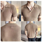 Light Brown Textured Knit Polo by Emporeo