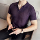 Deep Purple Textured Knit Polo by Emoporeo