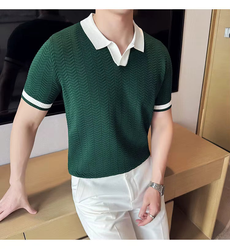 Bottle Green Aura Knit Polo by Emporeo