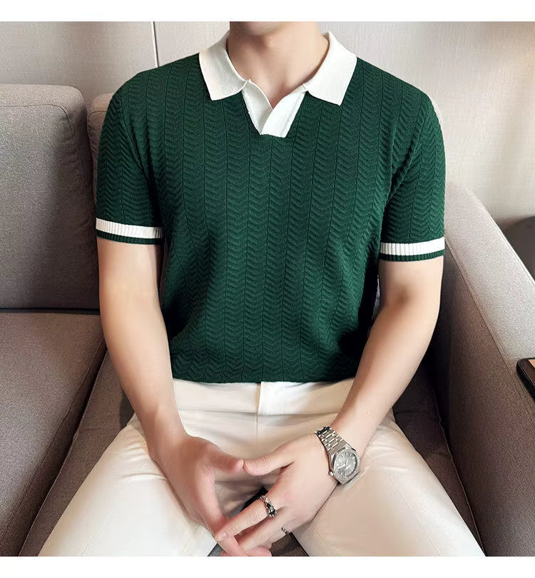 Bottle Green Aura Knit Polo by Emporeo