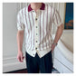 Montrose Striped Knit Polo by Emporeo