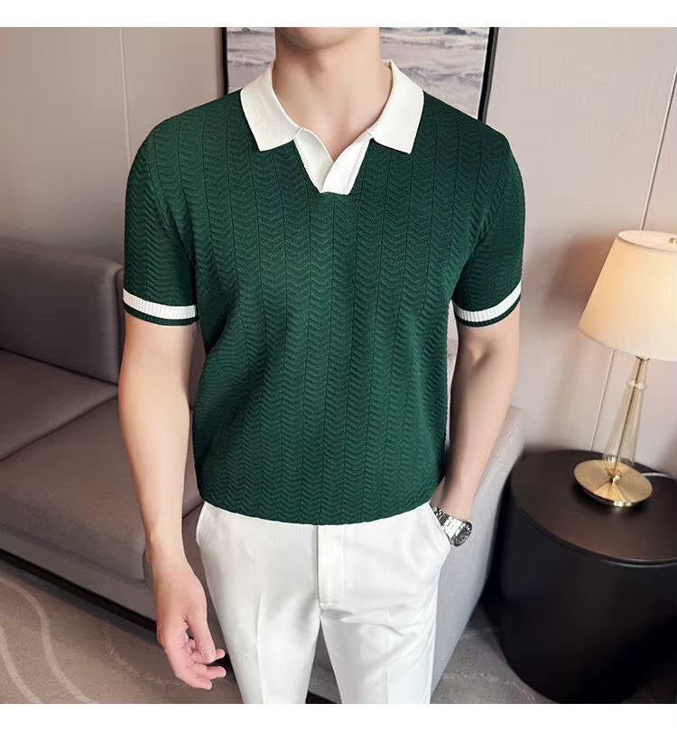 Bottle Green Aura Knit Polo by Emporeo