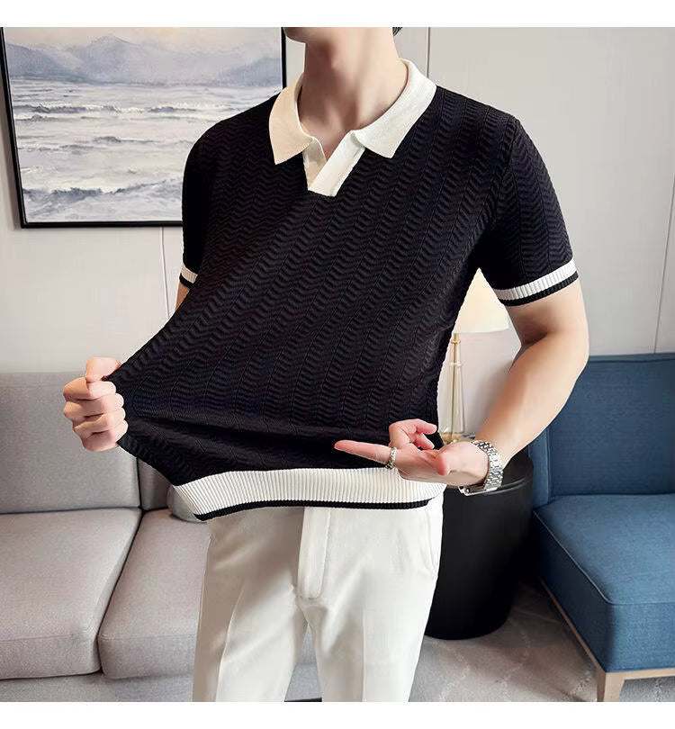 Jet Black Aura Knit Polo by Emporeo