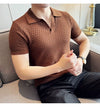 Pecan Brown Textured Knit Polo by Emporeo