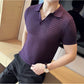 Deep Purple Textured Knit Polo by Emoporeo