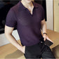 Deep Purple Textured Knit Polo by Emoporeo
