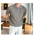 Moonstone Grey  Knit Polo by Emporeo