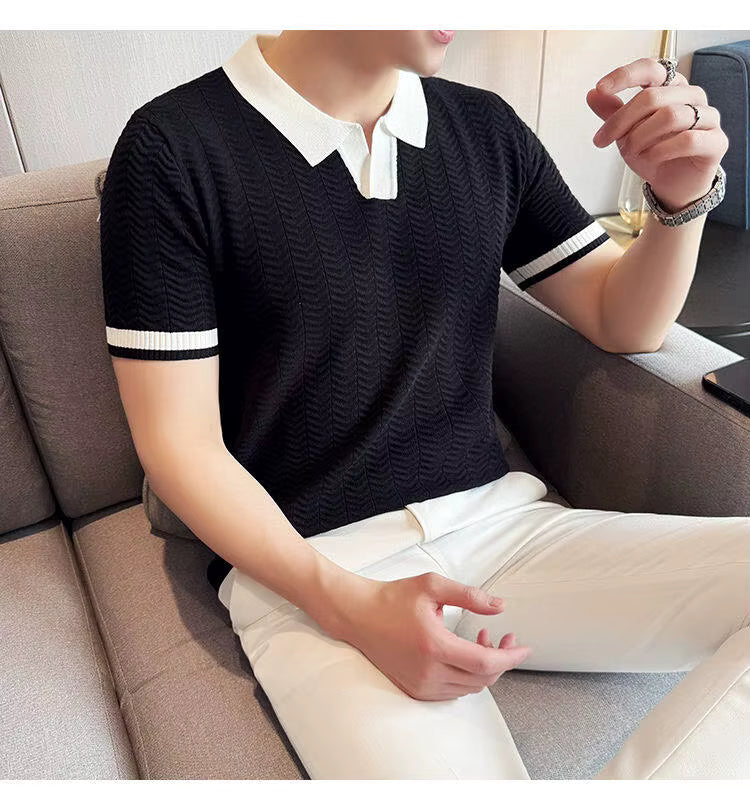 Jet Black Aura Knit Polo by Emporeo