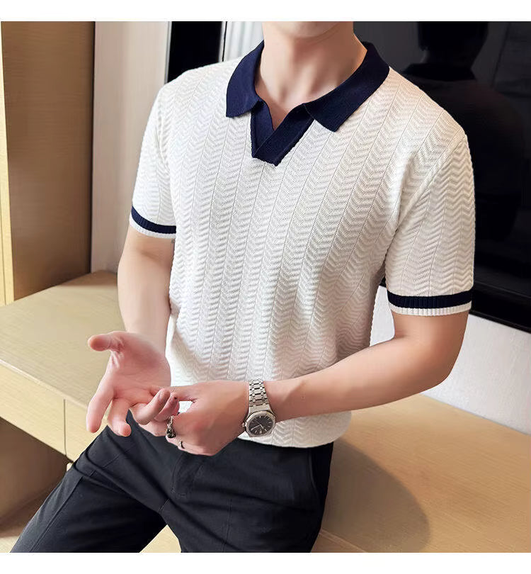 Frost White Aura Knit Polo by Emporeo
