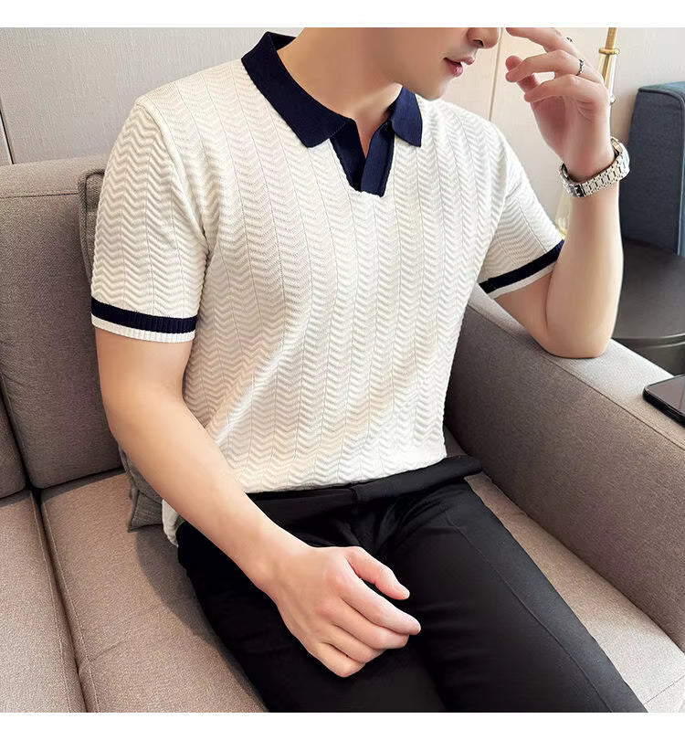 Frost White Aura Knit Polo by Emporeo