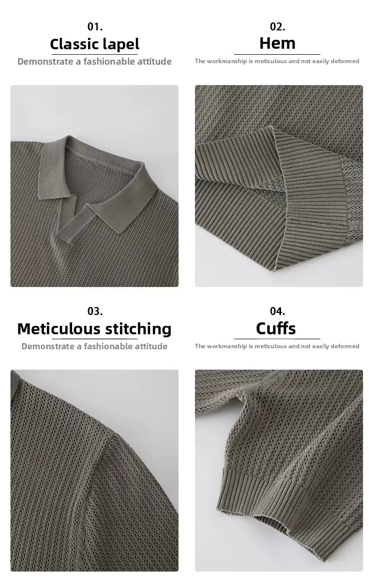 Moonstone Grey  Knit Polo by Emporeo