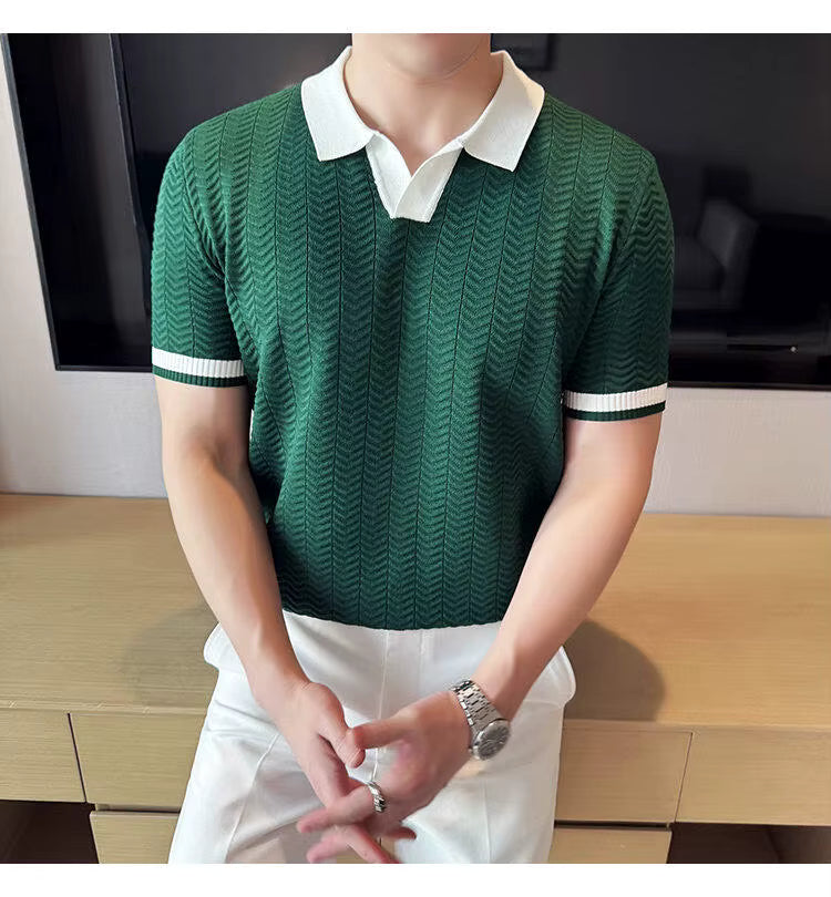 Bottle Green Aura Knit Polo by Emporeo