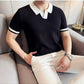 Jet Black Aura Knit Polo by Emporeo