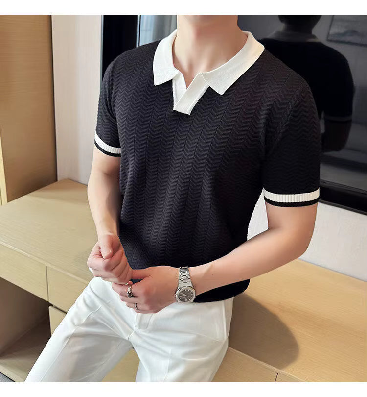 Jet Black Aura Knit Polo by Emporeo