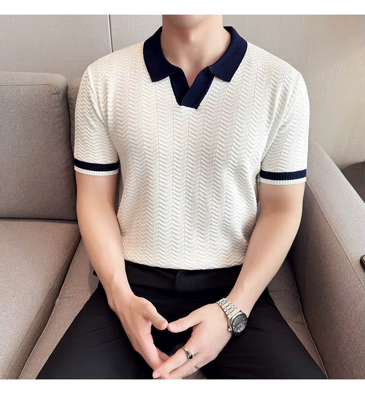 Frost White Aura Knit Polo by Emporeo