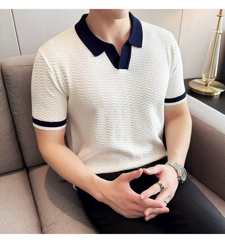 Frost White Aura Knit Polo by Emporeo