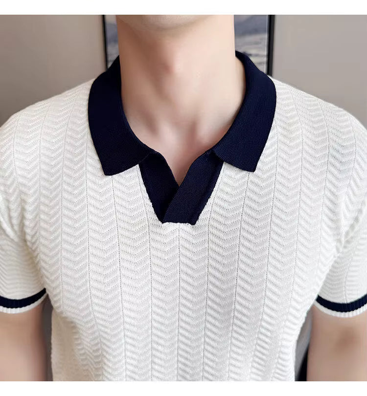 Frost White Aura Knit Polo by Emporeo