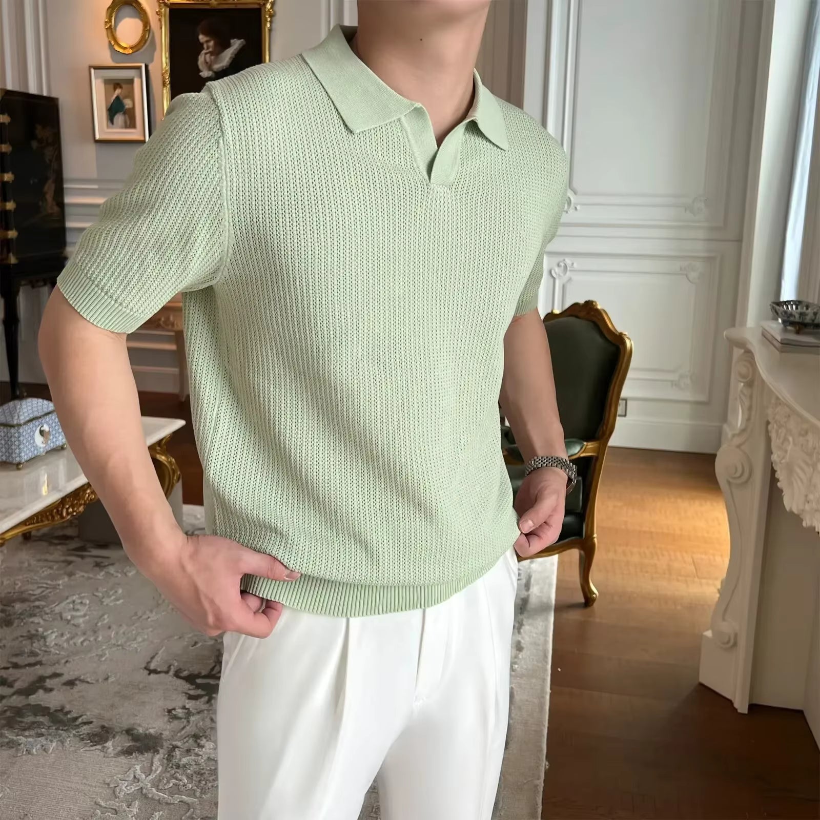 Olive Royal Knit Polo by Emporeo