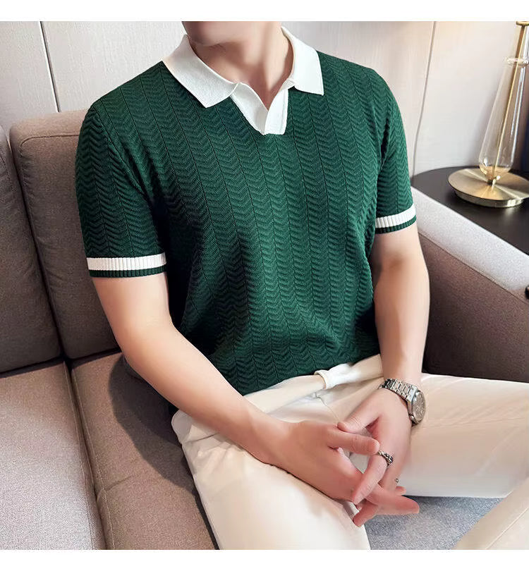 Bottle Green Aura Knit Polo by Emporeo