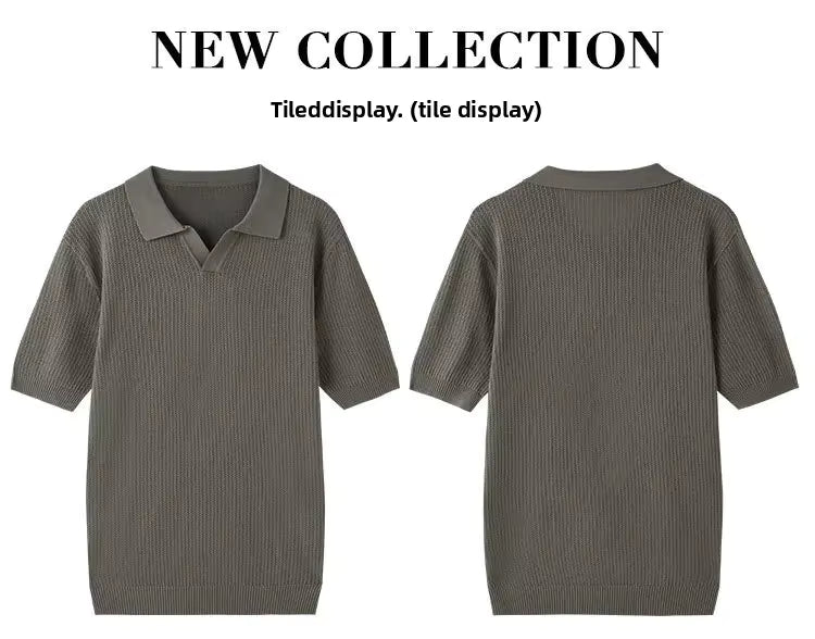 Moonstone Grey  Knit Polo by Emporeo