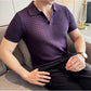 Deep Purple Textured Knit Polo by Emoporeo