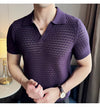 Deep Purple Textured Knit Polo by Emoporeo