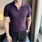 Deep Purple Textured Knit Polo by Emoporeo
