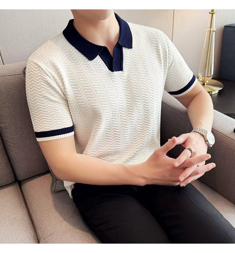 Frost White Aura Knit Polo by Emporeo
